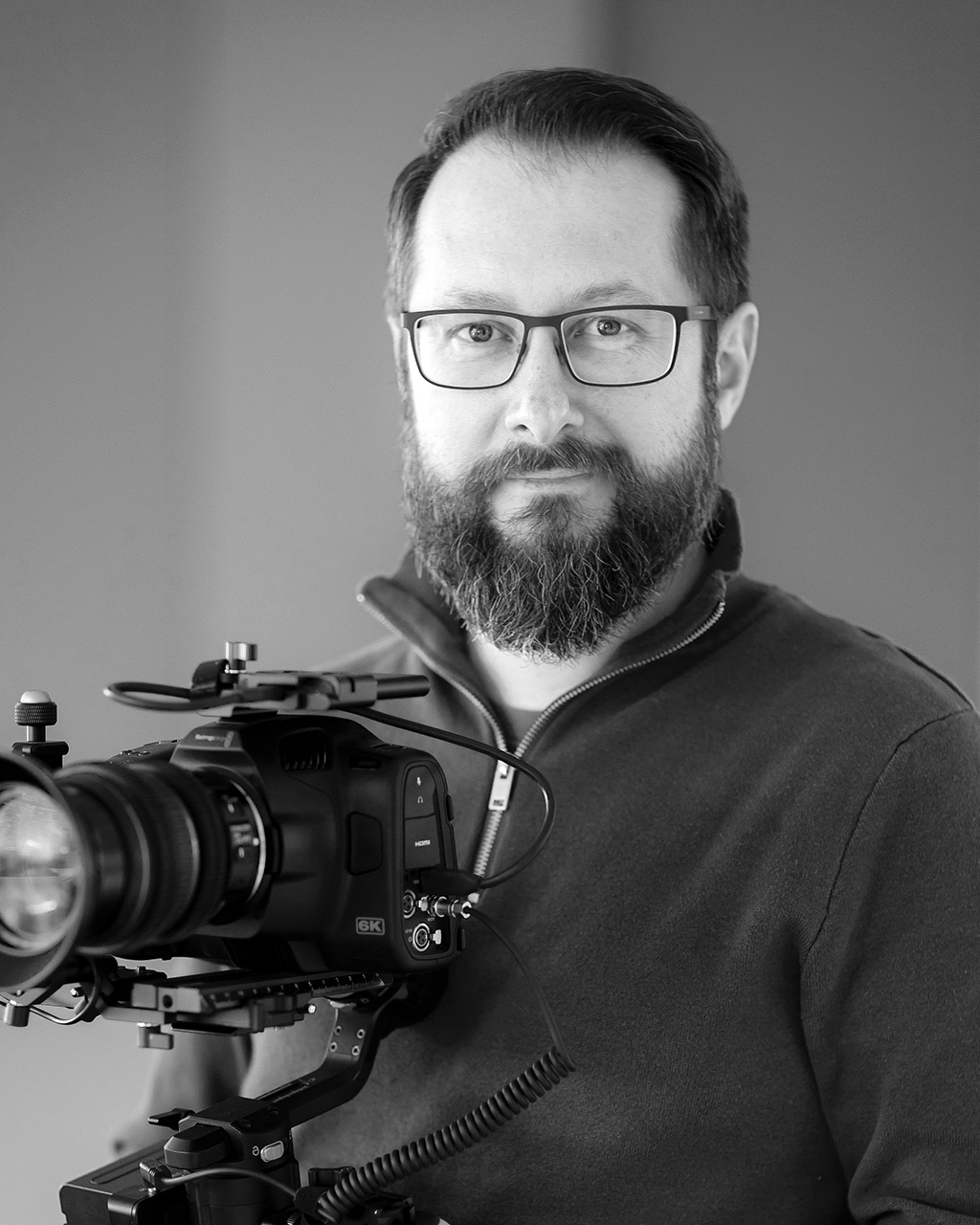 Lucian Paraian, founder of Sollestro, with a Blackmagic cinema camera